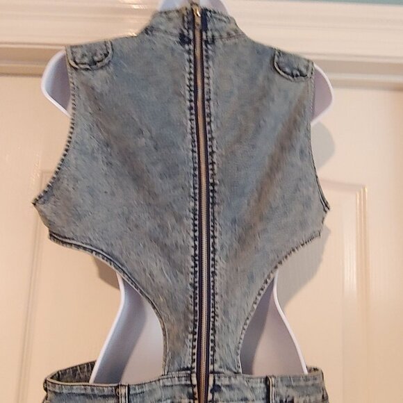 Nichole Lynel High Neck Cutout Denim Maxi Dress - Picture 7 of 12